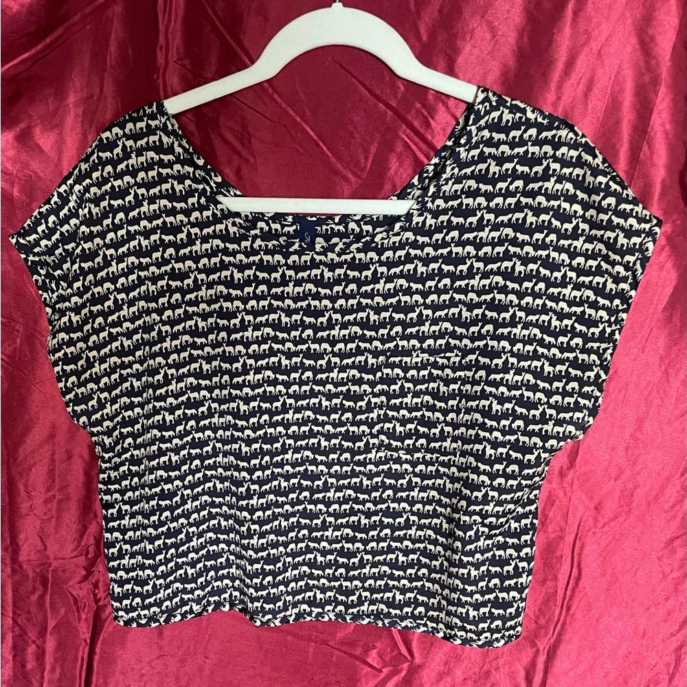 forest animals crop top with tulip back